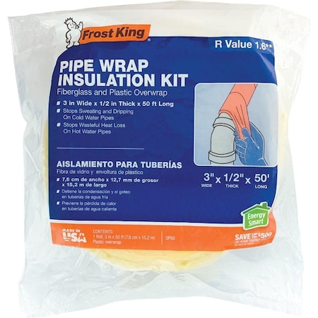 Frost King 1/2 In. x 3 In. x 50 Ft. Fiberglass Pipe Insulation Wrap SP50